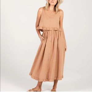 Rylee + Cru Oceanside Orange Linen Blend Skirt